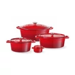 Zománcozott öntöttvas fazék, HENDI, 0,27L, Piros, 130x100x(H)48mm