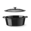 Zománcozott öntöttvas fazék, HENDI, 6,88L, Fekete, 405x255x(H)134mm
