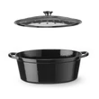 Zománcozott öntöttvas fazék, HENDI, 6,88L, Fekete, 405x255x(H)134mm