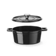 Zománcozott öntöttvas fazék, HENDI, 3,7L, Fekete, 317x240x(H)105mm