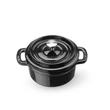 Zománcozott öntöttvas fazék, HENDI, 0,27L, Fekete, 130x100x(H)48mm