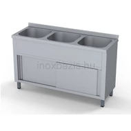 Mosogató szekrény hárommedencés ipari 400x400x300, külső méret: 1400x600x850 mm