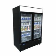 Ipari rozsdamentes bemutató hűtőszekrény dupla üvegajtóval fekete 1400 liter Atosa