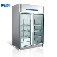 Hűtőszekrény álló 1400 literes dupla üvegajtós, 6 db GN 2/1 polccal rozsdamentes ipari Ferrara-Cool