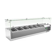 Feltéthűtő ipari 140 cm-es 6xGN1/4-es, leheletvédő üveggel