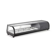 Sushi asztali hűtővitrin 133 cm-es, 5×GN1/3, leheletvédő üveggel, fekete színű, Ferrara