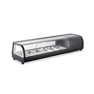 Sushi asztali hűtővitrin 150 cm-es, 6×GN1/3, leheletvédő üveggel, fekete színű, Ferrara