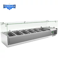 Feltéthűtő ipari 150cm-es 5xGN1/3+1xGN1/2 vagy 10xGN1/6+2xGN1/4-es, leheletvédő üveggel