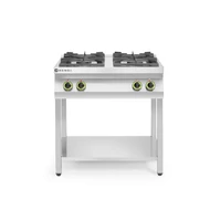 Gáztűzhely konyhai vezeték 4 égőfejes nyitott állvány, HENDI, Kitchen Termékcsalád, 19kW, 800x700x(H)900mm