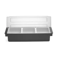 Alapanyag tároló doboz - 3 rekesz, BarUp, Fekete, 480x150x(H)100mm