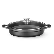 Öntött alumínium edény, tapadásmentes bevonattal, HENDI, 4,3L, Fekete, 425x332x(H)70mm