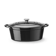 Zománcozott öntöttvas fazék, HENDI, 6,88L, Fekete, 405x255x(H)134mm
