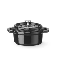 Zománcozott öntöttvas fazék, HENDI, 0,27L, Fekete, 130x100x(H)48mm