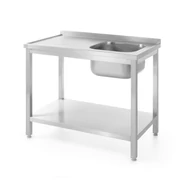 Egymedencés mosogató alul polccal – HENDI, Profi Line, jobb oldali, 1000x600x(H)850mm