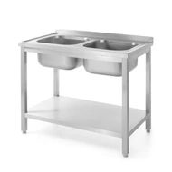 Kétmedencés mosogató alul polccal – HENDI, Profi Termékcsalád, 1000x600x(H)850mm