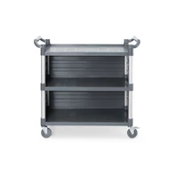 3 polcos polipropilén szervizkocsi, nagy, AmerBox, A polc oldalpaneljeit tartalmazza, 1010x500x(H)960mm