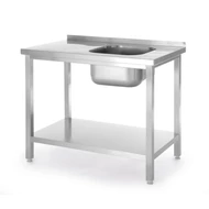 Egymedenéc mosogató alul polccal, HENDI, Kitchen Line, Jobb oldali medencével, 800x600x(H)850mm