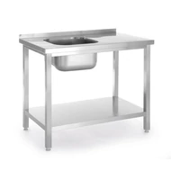 Egymedencés mosogató alsó polccal, HENDI, Kitchen Line, bal oldali mosogatótál, 800x600x(H)850mm