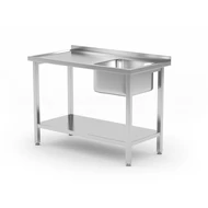 Egymedencés mosogató alsó polccal, HENDI, Kitchen Line, jobb oldali mosogatótálca, 1000x600x(H)850mm