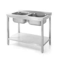 Kétmedencés mosogató alsó polccal , HENDI, Kitchen Termékcsalád, 1000x600x(H)850mm