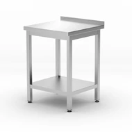 Munkaasztal alul polccal és hátsó felhajtással - HENDI, Kitchen Line, 600x600x(H)850mm