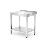 Munkaasztal alul polccal és hátsó felhajtással - HENDI, Kitchen Line, 800x600x(H)850mm
