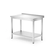 Munkaasztal alul polccal és hátsó felhajtással - HENDI, Kitchen Line, 1000x600x(H)850mm