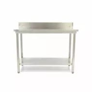 Rozsdamentes acél asztal hátsó felhajtással - 120 x 70cm - állítható magasságú