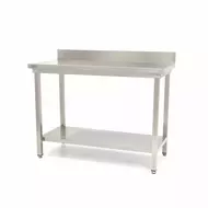 Rozsdamentes acél asztal hátsó felhajtással - 60 x 60cm - állítható magasságú