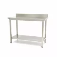 Rozsdamentes acél asztal hátsó felhajtással - 60 x 60cm - állítható magasságú