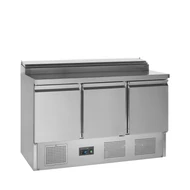 Tefcold Rozsdamentes hűtött munkaasztal, 3 ajtós - beépített feltéthűtő