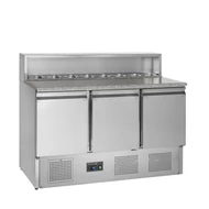 Tefcold Pizzaelőkészítő hűtött munkaasztal, feltéthűtővel – 3 ajtós