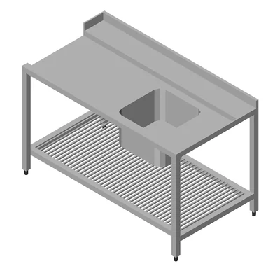 Maxima Mosogatógépasztal jobb 190 x 75cm mosogatóval és hátsófelhajtással, alsó polccal