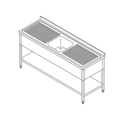 Maxima Mosogatógépasztal bal 160 x 60cm mosogatóval és hátsófelhajtással, alsó polccal