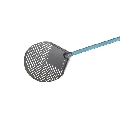 Perforált kerek pizza lapát, S.H.A. aluminium 41 cm 150 cm nyél