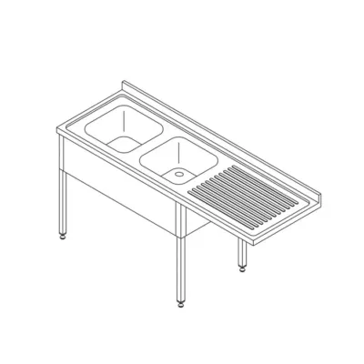 Mosogatógépasztal mosogatóval - 200 x 70cm - Balra