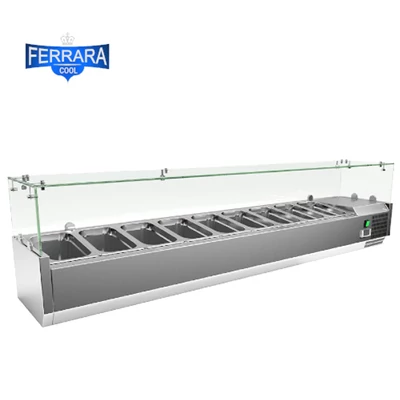 Feltéthűtő ipari 180cm-es 9xGN1/4-es, leheletvédő üveggel
