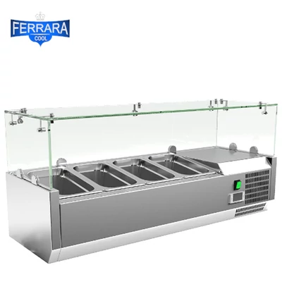 Feltéthűtő ipari 100 cm-es 4xGN1/4-es, leheletvédő üveggel