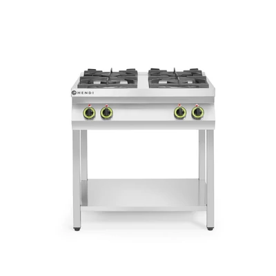 Gáztűzhely konyhai vezeték 4 égőfejes nyitott állvány, HENDI, Kitchen Termékcsalád, 19kW, 800x700x(H)900mm