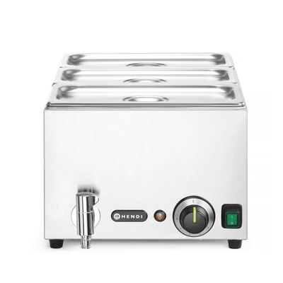 HENDI Ranger Bain Marie leeresztő csappal + 3x GN 1/3 fedéllel, HENDI, GN 1/1, 230V/1000W, 605x332x(H)242mm