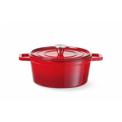 Zománcozott öntöttvas fazék, HENDI, 3,7L, Piros, 317x240x(H)105mm