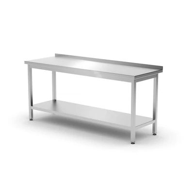 Munkaasztal alsó polccal – lapraszerelt, HENDI, Profi Line, 1800x600x(H)850mm
