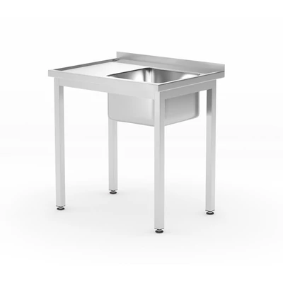 Egymedencés mosogató alul polccal – HENDI, Profi Line, Jobb oldali, 800x600x(H)850mm