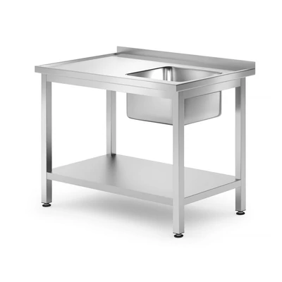Egymedencés mosogató alull polccal – HENDI, Profi Line, Jobb, 1000x700x(H)850mm