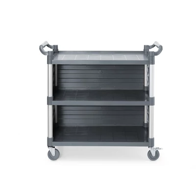 3 polcos polipropilén szervizkocsi, nagy, AmerBox, A polc oldalpaneljeit tartalmazza, 1010x500x(H)960mm