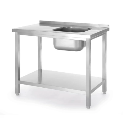 Egymedenéc mosogató alul polccal, HENDI, Kitchen Line, Jobb oldali medencével, 800x600x(H)850mm