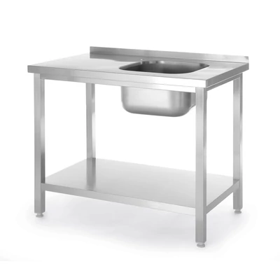 Egymedencés mosogató alsó polccal, HENDI, Kitchen Line, 1000x600x(H)850mm