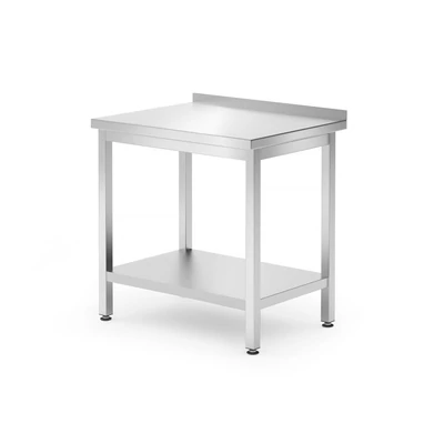 Munkaasztal alul polccal és hátsó felhajtással - HENDI, Kitchen Line, 800x600x(H)850mm