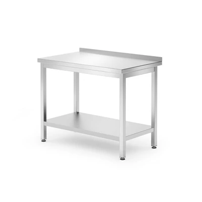 Munkaasztal alul polccal és hátsó felhajtással - HENDI, Kitchen Line, 1000x600x(H)850mm