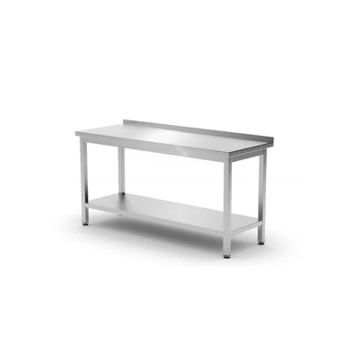 Munkaasztal alul polccal és hátsó felhajtással - HENDI, Kitchen Line, 1200x600x(H)850mm